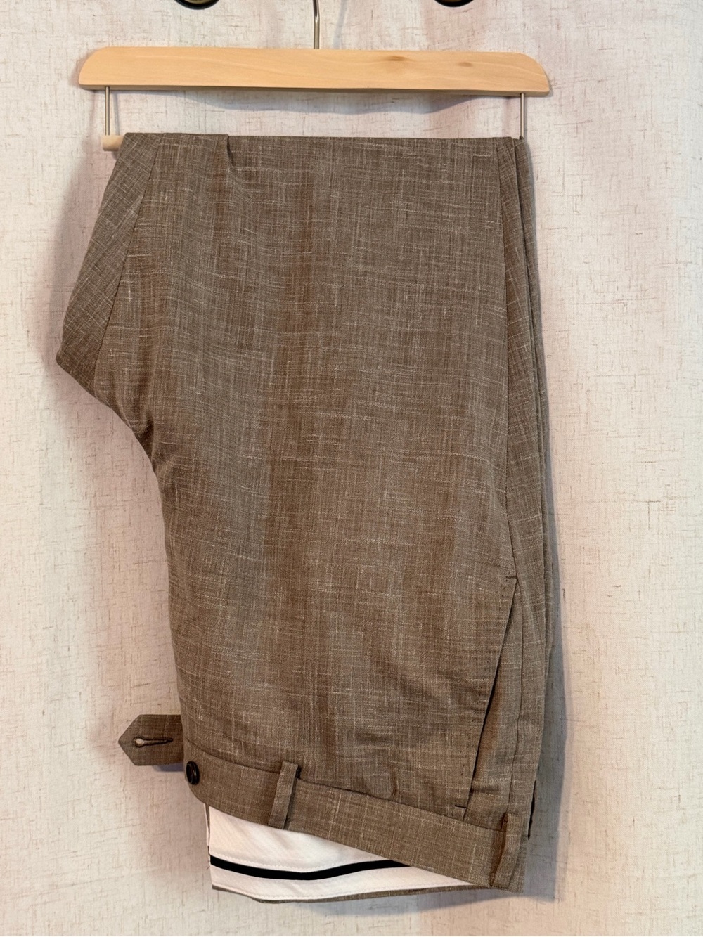 Beige Wool and Linen Stretch Dress Pant — Proper Cloth